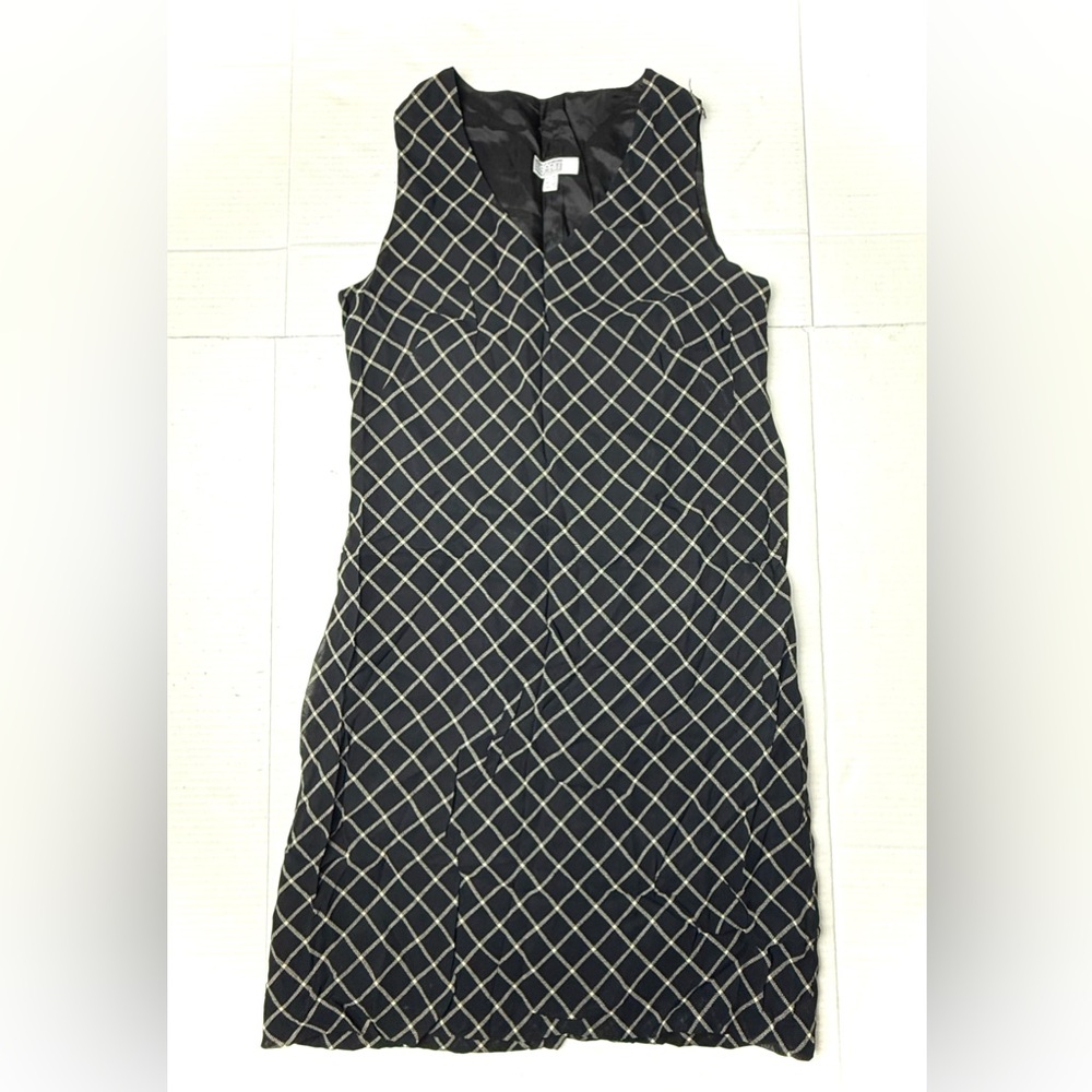 Vintage Esprit Mini Dress Women’s 4 Black Plaid Vneck Sleeveless Y2K‎ 90s Zip Up